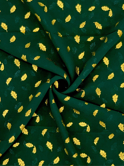 Georgette Gold Print - Emerald
